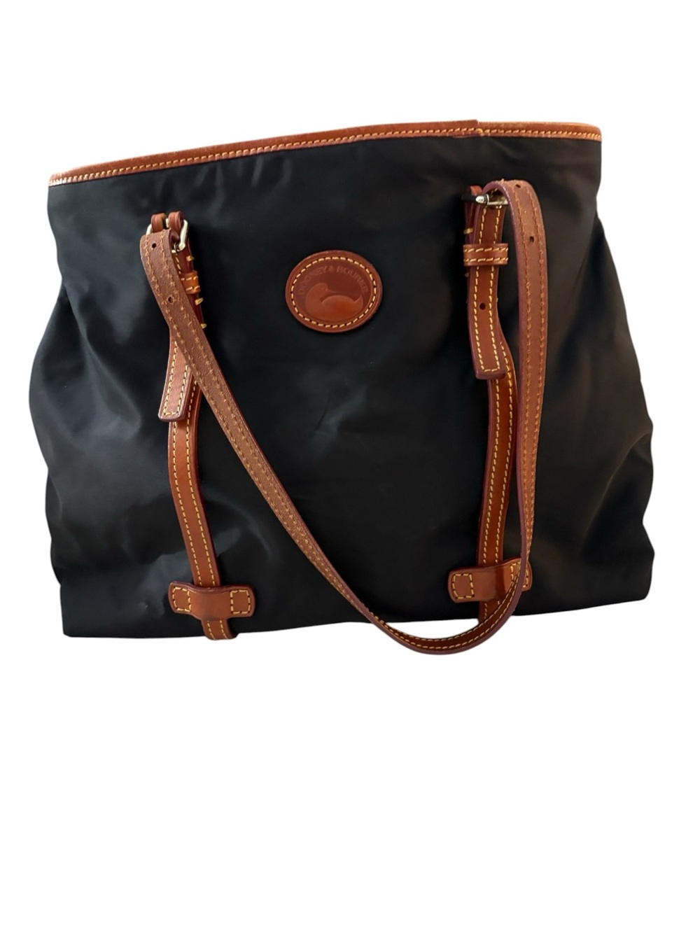 Dooney & Bourke Black and Brown Leather-Trim Nylon Tote
